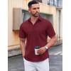 COOFANDY Men’s Casual Short Sleeve Button Down Shirts Untucked Dress Shirts Wrinkle Free Summer Wedding Shirts Solid(Red)