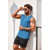 COOFANDY Men’s Casual Tank Top Sleeveless Henley Shirts Muscle Fit T Shirt(02-blue/Black(2pcs))