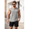COOFANDY Men’s Casual Tank Top Sleeveless Henley Shirts Muscle Fit T Shirt(02-light Grey/Black(2pcs))