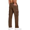 COOFANDY Men’s Cotton Cargo Pants Relaxed Fit Elastic Waist Casual Pants Stretch Work Cargo Pant with Pockets(Brown)