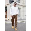 COOFANDY Men’s Cotton Cargo Pants Relaxed Fit Elastic Waist Casual Pants Stretch Work Cargo Pant with Pockets(Brown)