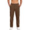 COOFANDY Men’s Cotton Cargo Pants Relaxed Fit Elastic Waist Casual Pants Stretch Work Cargo Pant with Pockets(Brown)