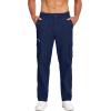 COOFANDY Men’s Cotton Cargo Pants Relaxed Fit Elastic Waist Casual Pants Stretch Work Cargo Pant with Pockets(Navy Blue)