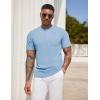COOFANDY Mens Henley Shirts Short Sleeve Tshirt Basic Button Tees Summer Ribbed Pocket T Shirt Casual Stretch Tops(Light Blue)