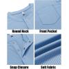 COOFANDY Mens Henley Shirts Short Sleeve Tshirt Basic Button Tees Summer Ribbed Pocket T Shirt Casual Stretch Tops(Light Blue)