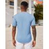 COOFANDY Mens Henley Shirts Short Sleeve Tshirt Basic Button Tees Summer Ribbed Pocket T Shirt Casual Stretch Tops(Light Blue)