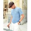 COOFANDY Mens Henley Shirts Short Sleeve Tshirt Basic Button Tees Summer Ribbed Pocket T Shirt Casual Stretch Tops(Light Blue)