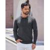 COOFANDY Mens Long Sleeve Polo Sweater Knit Polo Casual Thermal Pullover Sweater with Pocket(Dark Grey)