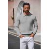 COOFANDY Mens Long Sleeve Polo Sweater Knit Polo Casual Thermal Pullover Sweater with Pocket(Light Grey)