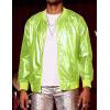 COOFANDY Men’s Metallic Jacket 70s Disco Dance Party Costume Shiny Varsity Zipper Baseball Bomber Jacket(Lemon)