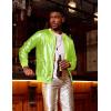 COOFANDY Men’s Metallic Jacket 70s Disco Dance Party Costume Shiny Varsity Zipper Baseball Bomber Jacket(Lemon)