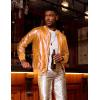 COOFANDY Men’s Metallic Jacket 70s Disco Dance Party Costume Shiny Varsity Zipper Baseball Bomber Jacket(Orange)