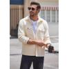 COOFANDY Men’s Polar Fleece Shacket Long Sleeve Casual Button Down Shirt Jacket with Pockets(Beige)