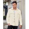 COOFANDY Men’s Polar Fleece Shacket Long Sleeve Casual Button Down Shirt Jacket with Pockets(Beige)