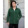 COOFANDY Men’s Polar Fleece Shacket Long Sleeve Casual Button Down Shirt Jacket with Pockets(Green)