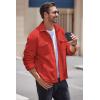 COOFANDY Men’s Polar Fleece Shacket Long Sleeve Casual Button Down Shirt Jacket with Pockets(Red-orange)
