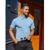 COOFANDY Men’s Polo Shirts Short Sleeve Moisture Wicking Golf Shirt Fashion Casual Collared T-Shirt(Light Blue)