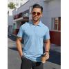 COOFANDY Men’s Polo Shirts Short Sleeve Moisture Wicking Golf Shirt Fashion Casual Collared T-Shirt(Light Blue)