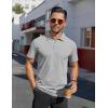 COOFANDY Men’s Polo Shirts Short Sleeve Moisture Wicking Golf Shirt Fashion Casual Collared T-Shirt(Light Grey)