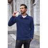 COOFANDY Mens Quarter Pullover Quilted Sweatshirt Casual Knit Long Sleeve Mock Neck Sweater Waffle Collared Pullover(Blue)