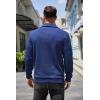 COOFANDY Mens Quarter Pullover Quilted Sweatshirt Casual Knit Long Sleeve Mock Neck Sweater Waffle Collared Pullover(Blue)