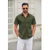 COOFANDY Mens Short Sleeve Button Down Shirts Casual Dress Shirt Untucked Shirts with Pocket(Army Green)
