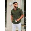 COOFANDY Mens Short Sleeve Button Down Shirts Casual Dress Shirt Untucked Shirts with Pocket(Army Green)