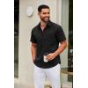 COOFANDY Mens Short Sleeve Button Down Shirts Casual Dress Shirt Untucked Shirts with Pocket(Black)
