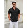 COOFANDY Mens Short Sleeve Button Down Shirts Casual Dress Shirt Untucked Shirts with Pocket(Black)