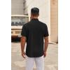 COOFANDY Mens Short Sleeve Button Down Shirts Casual Dress Shirt Untucked Shirts with Pocket(Black)