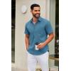 COOFANDY Mens Short Sleeve Button Down Shirts Casual Dress Shirt Untucked Shirts with Pocket(Blue)