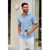 COOFANDY Mens Short Sleeve Button Down Shirts Casual Dress Shirt Untucked Shirts with Pocket(Blue Patterned)