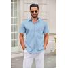 COOFANDY Mens Short Sleeve Button Down Shirts Casual Dress Shirt Untucked Shirts with Pocket(Blue Patterned)