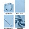 COOFANDY Mens Short Sleeve Button Down Shirts Casual Dress Shirt Untucked Shirts with Pocket(Clear Blue)