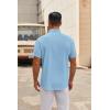 COOFANDY Mens Short Sleeve Button Down Shirts Casual Dress Shirt Untucked Shirts with Pocket(Clear Blue)
