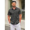 COOFANDY Mens Short Sleeve Button Down Shirts Casual Dress Shirt Untucked Shirts with Pocket(Dark Grey)