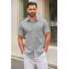COOFANDY Mens Short Sleeve Button Down Shirts Casual Dress Shirt Untucked Shirts with Pocket(Grey)