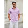 COOFANDY Mens Short Sleeve Button Down Shirts Casual Dress Shirt Untucked Shirts with Pocket(Lavender)