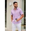 COOFANDY Mens Short Sleeve Button Down Shirts Casual Dress Shirt Untucked Shirts with Pocket(Lavender)