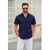 COOFANDY Mens Short Sleeve Button Down Shirts Casual Dress Shirt Untucked Shirts with Pocket(Navy Blue)
