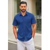 COOFANDY Mens Short Sleeve Button Down Shirts Casual Dress Shirt Untucked Shirts with Pocket(Ocean Blue)