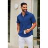 COOFANDY Mens Short Sleeve Button Down Shirts Casual Dress Shirt Untucked Shirts with Pocket(Ocean Blue)