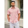 COOFANDY Mens Short Sleeve Button Down Shirts Casual Dress Shirt Untucked Shirts with Pocket(Pink)