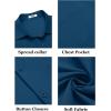 COOFANDY Mens Short Sleeve Button Down Shirts Casual Dress Shirt Untucked Shirts with Pocket(Royal Blue)