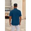 COOFANDY Mens Short Sleeve Button Down Shirts Casual Dress Shirt Untucked Shirts with Pocket(Royal Blue)