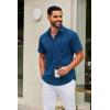 COOFANDY Mens Short Sleeve Button Down Shirts Casual Dress Shirt Untucked Shirts with Pocket(Royal Blue)