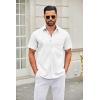 COOFANDY Mens Short Sleeve Button Down Shirts Casual Dress Shirt Untucked Shirts with Pocket(White)