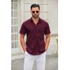 COOFANDY Mens Short Sleeve Button Down Shirts Casual Dress Shirt Untucked Shirts with Pocket(Wine Red)