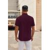 COOFANDY Mens Short Sleeve Button Down Shirts Casual Dress Shirt Untucked Shirts with Pocket(Wine Red)