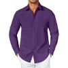 COOFANDY Men’s Button Down Long Sleeve Shirt Casual Untucked Dress Shirt Regular Fit Wedding Shirts(Imperial Purple)